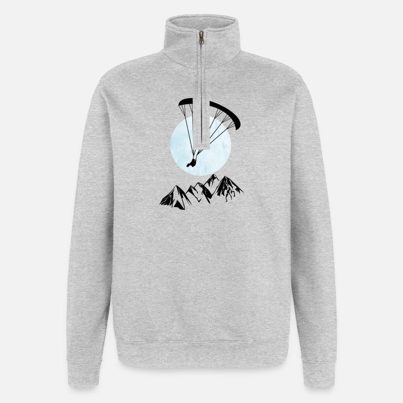 Paragliding über Berge - Quarter-Zip-Sweatshirt - Grau meliert