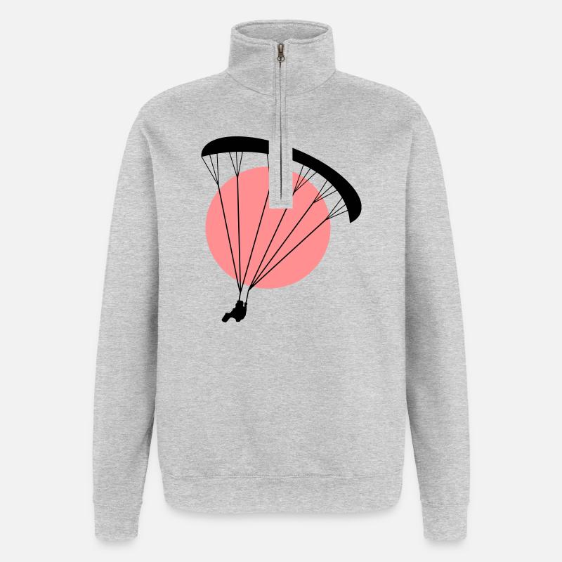 Paraglider Sunset Vector - Sweat à zip 1/4 - gris chiné