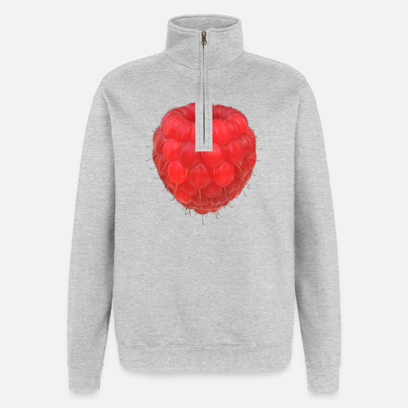 Raspberry Cluster Pattern - Quarter-Zip Sweatshirt - heather grey