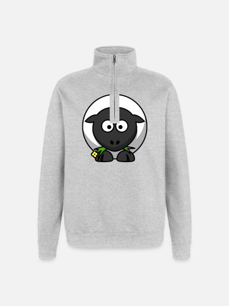 Moonlit Night Sheep Cartoon - Quarter-Zip Sweatshirt - heather grey