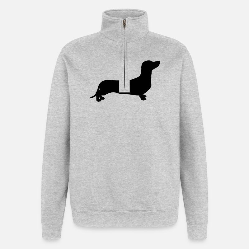 Dackel - Quarter-Zip-Sweatshirt - Grau meliert