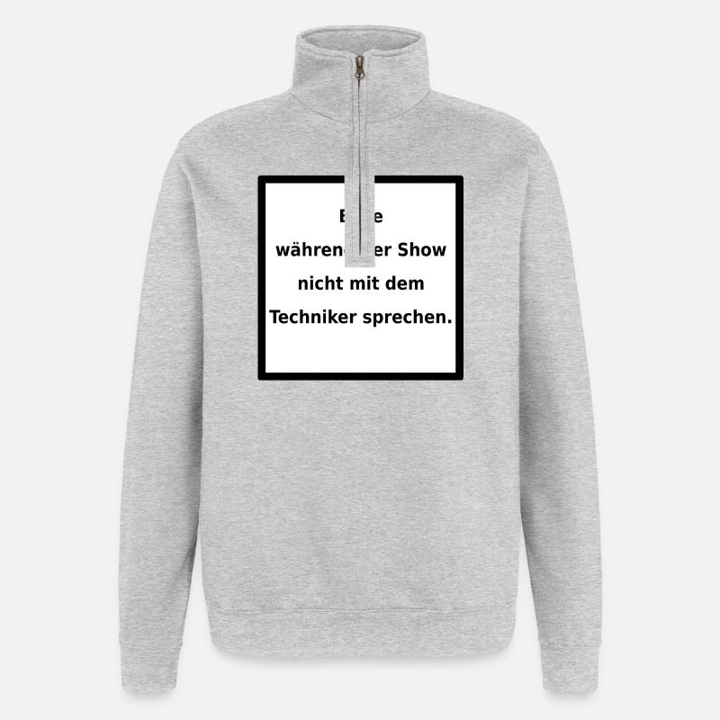 Warnhinweis: Techniker. (black/white) - Quarter-Zip-Sweatshirt - Grau meliert