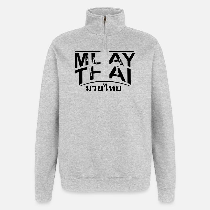 Muay Thai Fighter - Quarter-Zip-Sweatshirt - Grau meliert