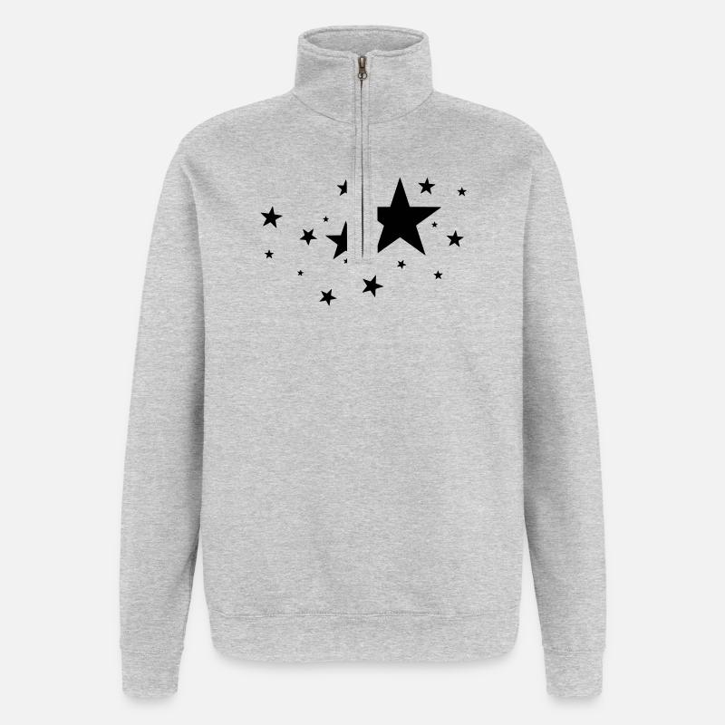 Étoiles - Sweat à zip 1/4 - gris chiné