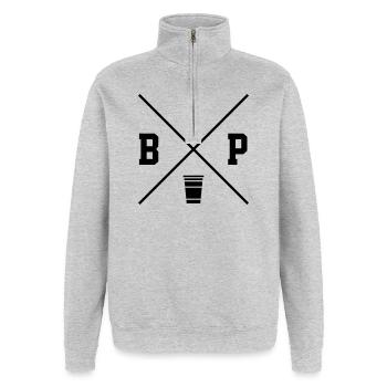 Beer Pong logo - Quarter-Zip Sweatshirt - heather grey - Front - AI Model Female 172 light (172cm) & AI Model Male 178 dark (178cm)