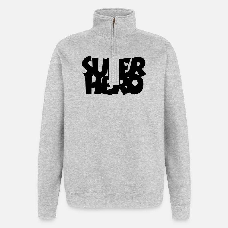 SUPERHERO - Sweat à zip 1/4 - gris chiné