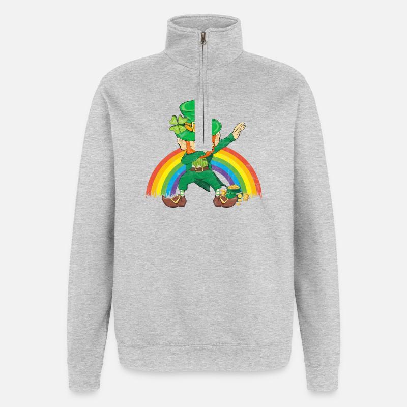Tanzender Kobold Dabbing Regenbogen - Quarter-Zip-Sweatshirt - Grau meliert