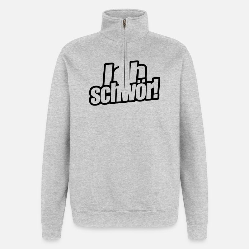 Ich schwör! - Quarter-Zip-Sweatshirt - Grau meliert