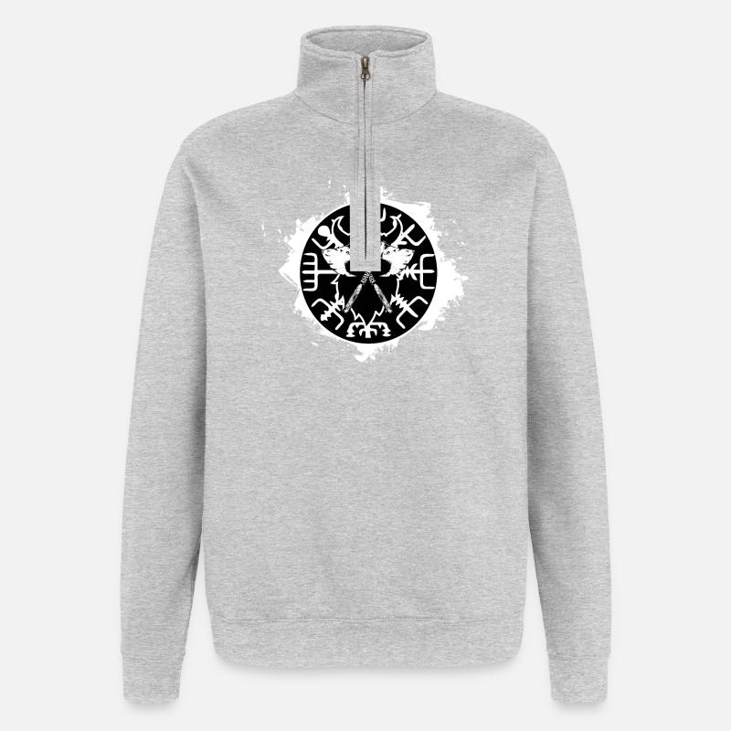 vegvisir compas du nord blanc - Sweat à zip 1/4 - gris chiné