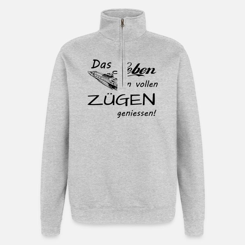 Das Leben geniessen - Quarter-Zip-Sweatshirt - Grau meliert