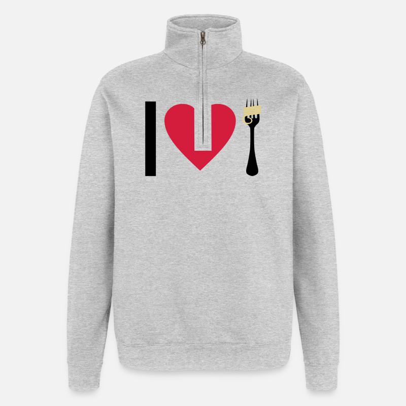 I love Pasta - Sweat à zip 1/4 - gris chiné