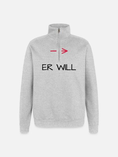 Er will Junggesellenabschied Pfeil - Quarter-Zip-Sweatshirt - Grau meliert