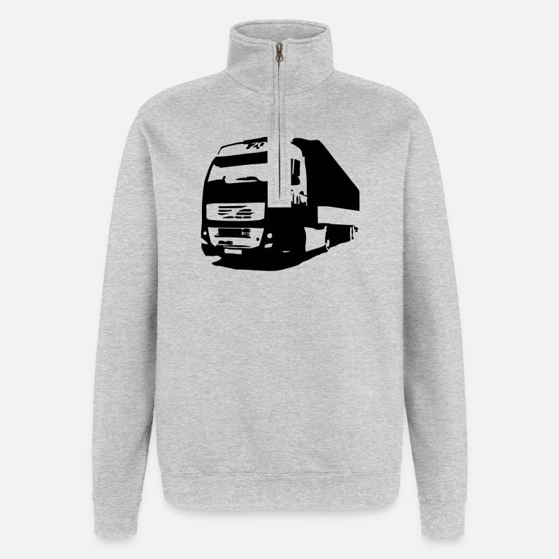 routier - Sweat à zip 1/4 - gris chiné