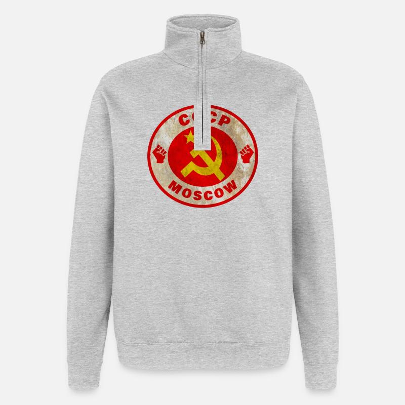 Union soviétique / Cadeau / Idée de cadeau - Sweat à zip 1/4 - gris chiné