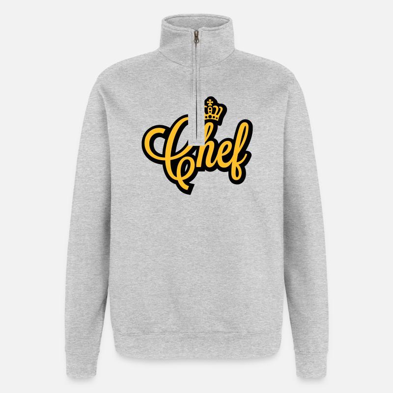 Chef Krone - Quarter-Zip-Sweatshirt - Grau meliert