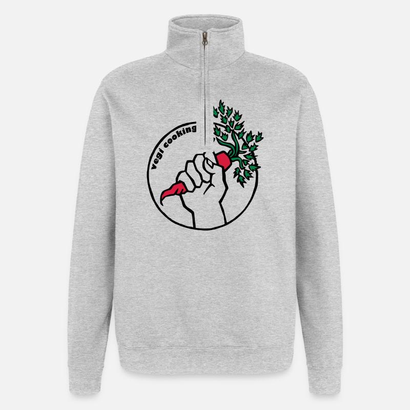 Vegan - Quarter-Zip-Sweatshirt - Grau meliert