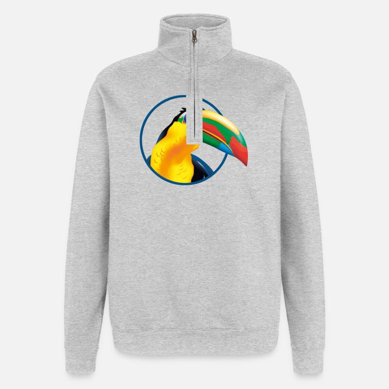 Tropischer Toucan Farbexplosion - Quarter-Zip-Sweatshirt - Grau meliert