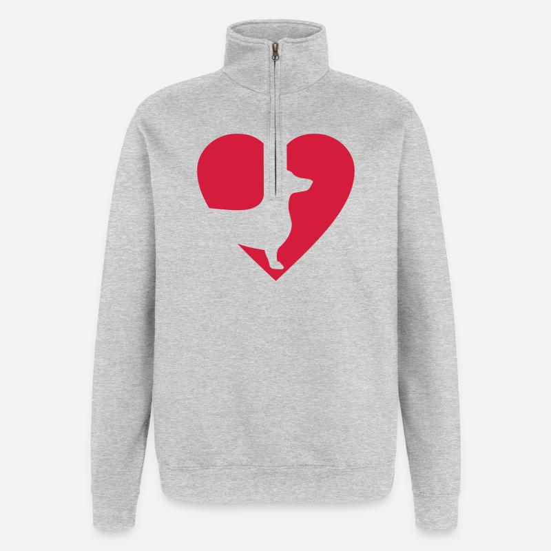 Dackel - Quarter-Zip-Sweatshirt - Grau meliert