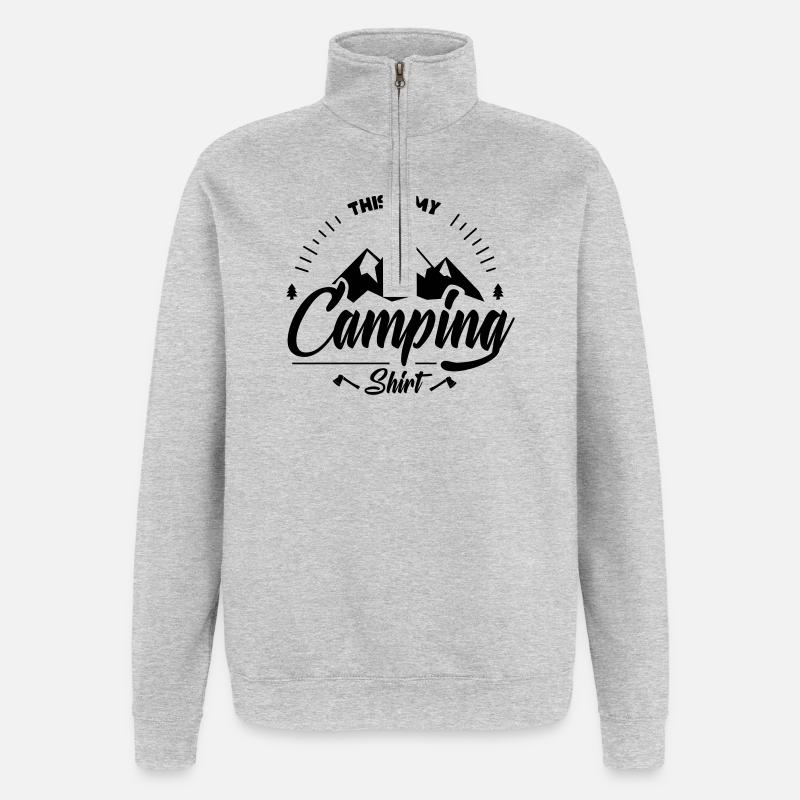 C'est ma chemise de camping - Sweat à zip 1/4 - gris chiné
