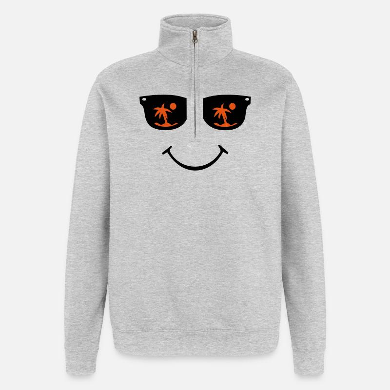 Sonnenbrille Smiley - Quarter-Zip-Sweatshirt - Grau meliert