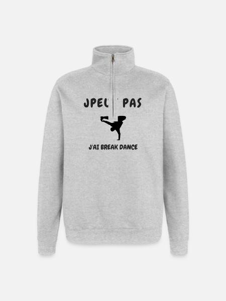 JPEUX PAS J'AI BREAK DANCE - Sweat à zip 1/4 - gris chiné