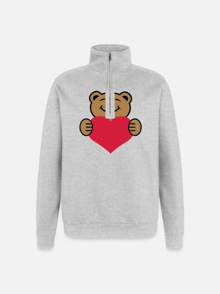 Herz | Bärchen | Heart | Bear - Quarter-Zip Sweatshirt - heather grey