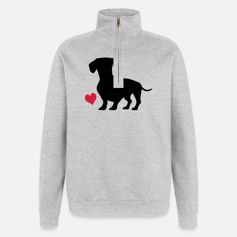 Dackel - Sweat à zip 1/4 - gris chiné