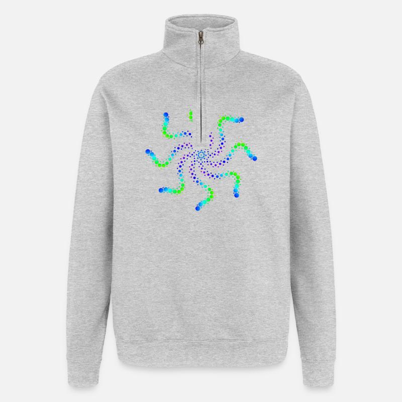 Psychedelisch - Quarter-Zip-Sweatshirt - Grau meliert