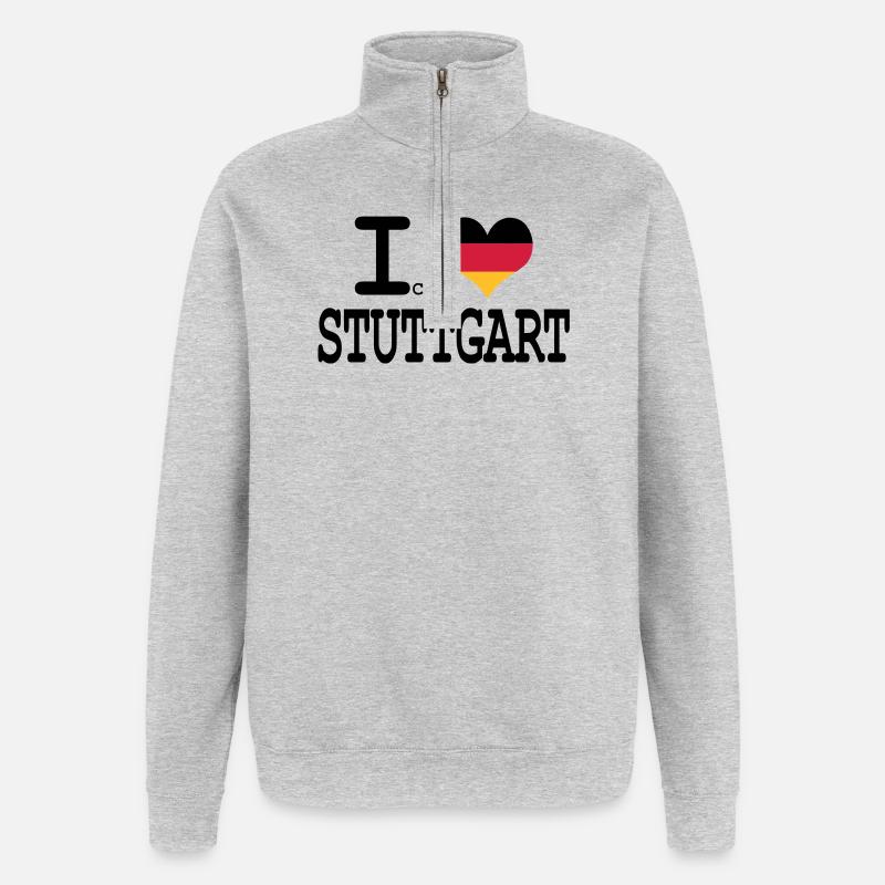 ich liebe stuttgart - Quarter-Zip-Sweatshirt - Grau meliert