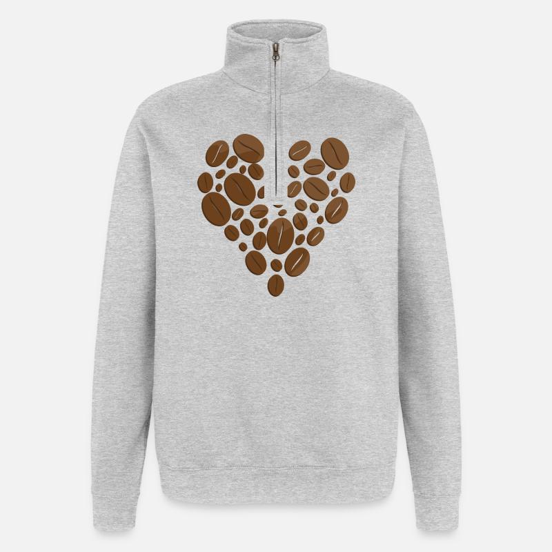 Kaffee - Quarter-Zip-Sweatshirt - Grau meliert