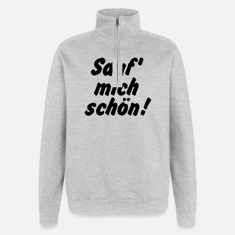 Sauf mich schön - Sweat à zip 1/4 - gris chiné
