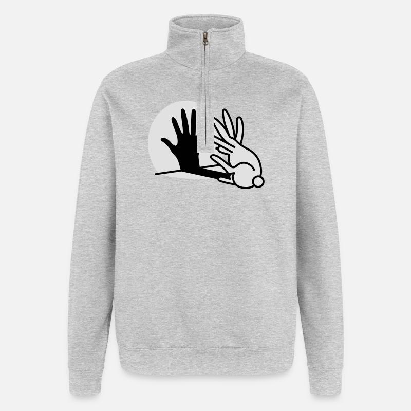 hand shadow rabbit 2 clr - Quarter-Zip Sweatshirt - heather grey