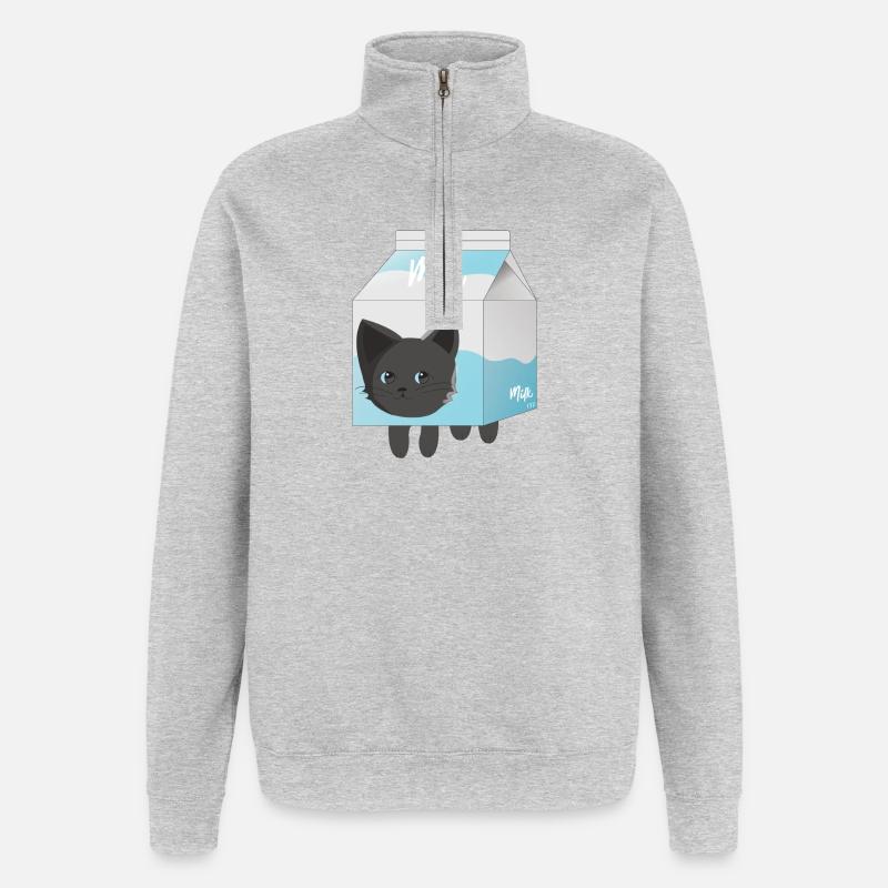 Milch - Quarter-Zip-Sweatshirt - Grau meliert