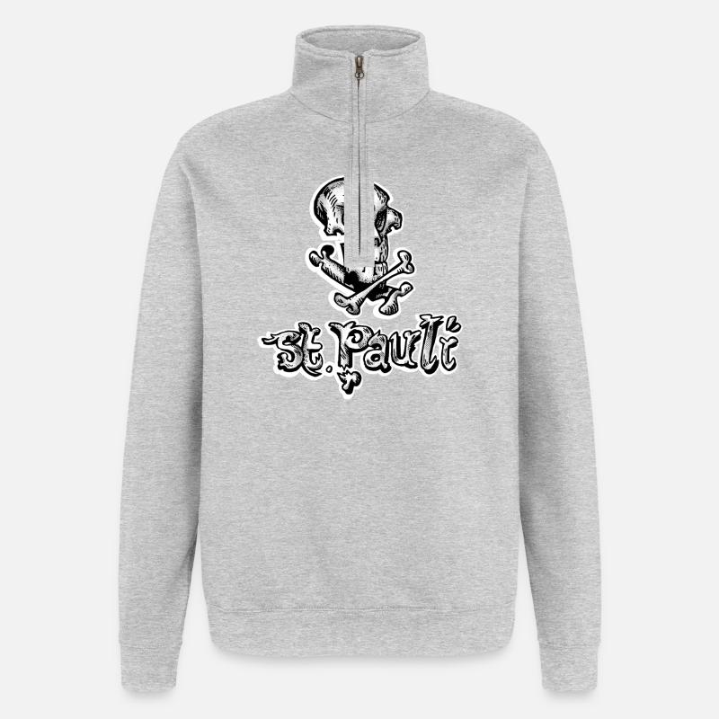 St Pauli Skull Graffiti - Quarter-Zip-Sweatshirt - Grau meliert