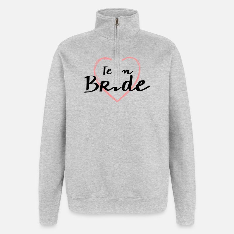 Team Bride Herz Junggesellenabschied - Quarter-Zip-Sweatshirt - Grau meliert