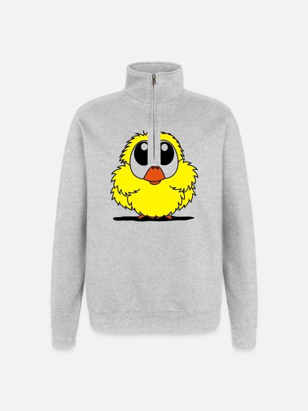 oiseau - Sweat à zip 1/4 - gris chiné