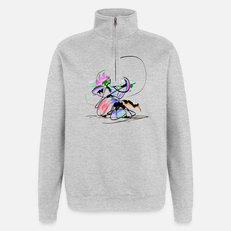 Sorcier abstrait - Sweat à zip 1/4 - gris chiné