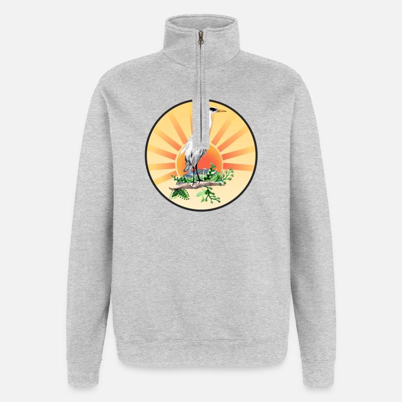 Graureiher - Quarter-Zip-Sweatshirt - Grau meliert