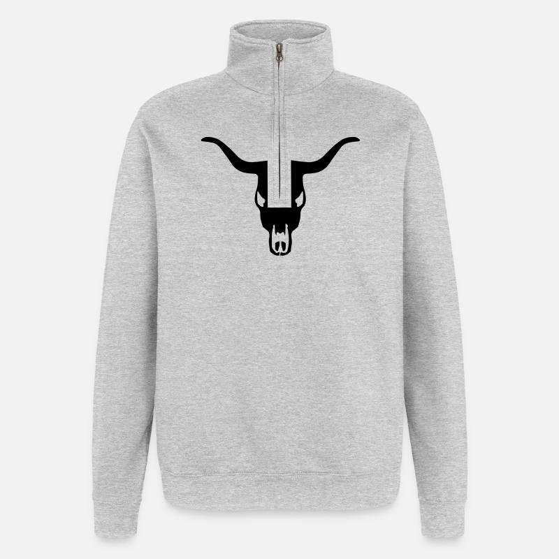 BULL SKULL - Quarter-Zip-Sweatshirt - Grau meliert