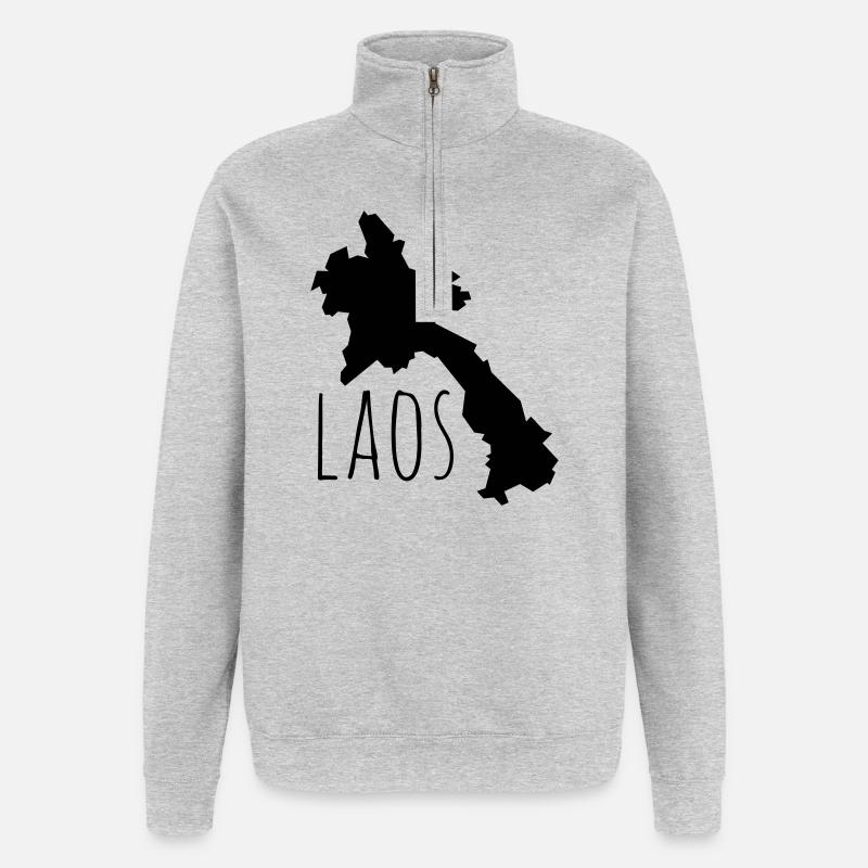 Laos - Quarter-Zip-Sweatshirt - Grau meliert