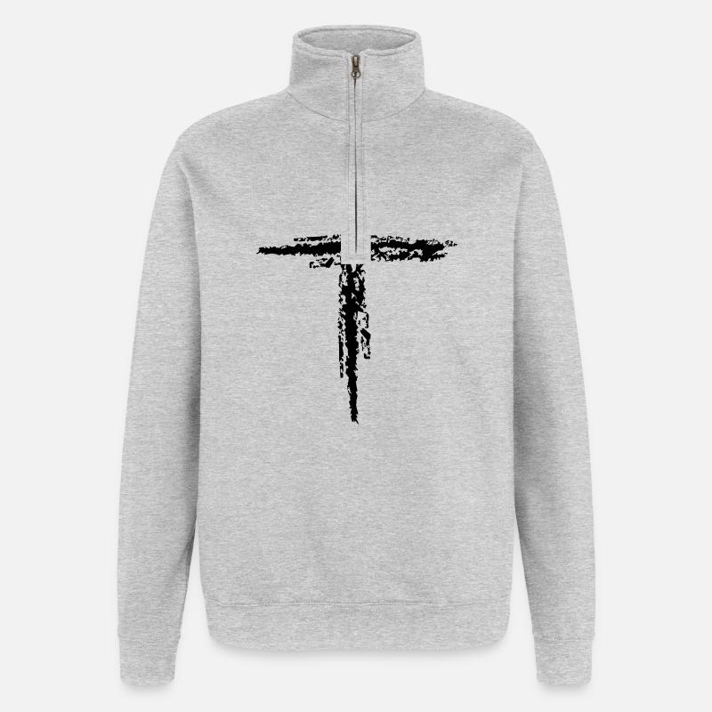 Intersection - Sweat à zip 1/4 - gris chiné