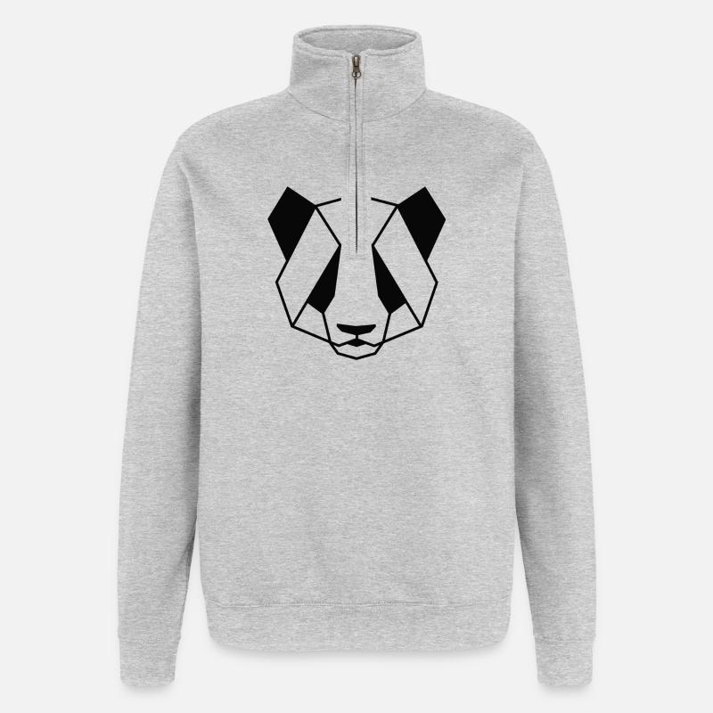 Panda - Sweat à zip 1/4 - gris chiné