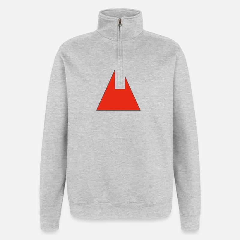 Rotes Dreieck auf Schwarz - Quarter-Zip-Sweatshirt - Grau meliert