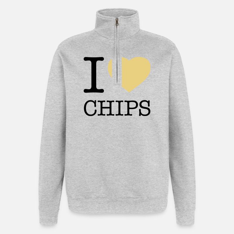 I LOVE CHIPS - Quarter-Zip Sweatshirt - heather grey