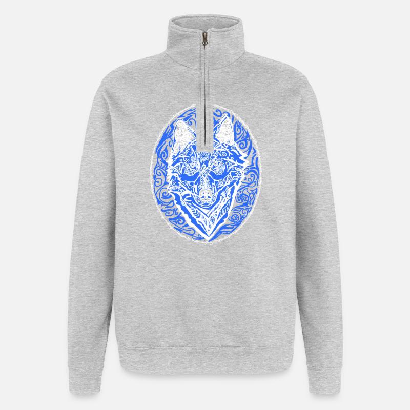 loup - Sweat à zip 1/4 - gris chiné