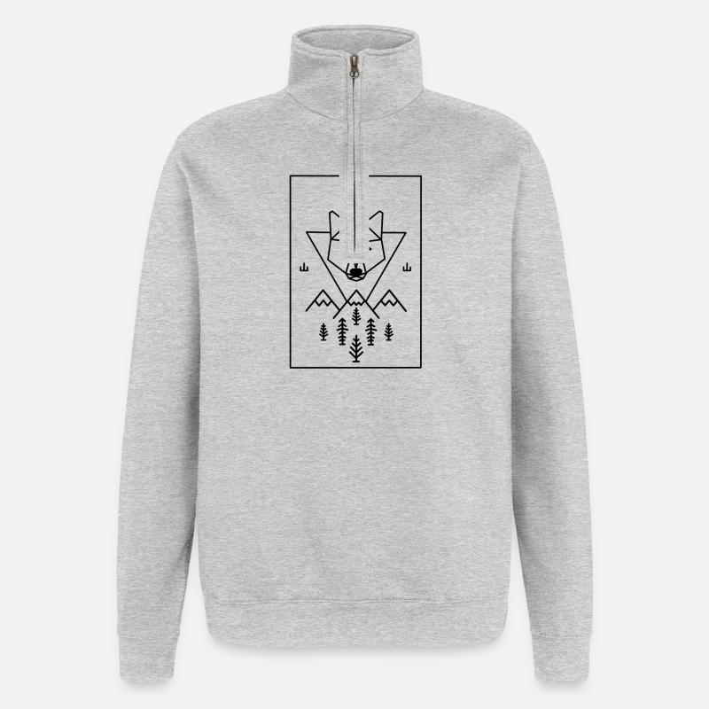 Fuchs Berge Natur Wald - Quarter-Zip-Sweatshirt - Grau meliert