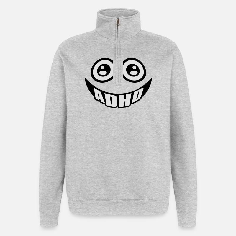 ADHD smile - Sweat à zip 1/4 - gris chiné