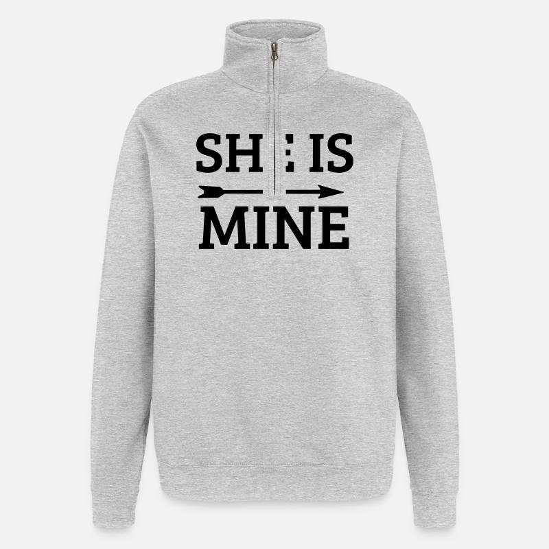 she is mine - Quarter-Zip Sweatshirt - heather grey