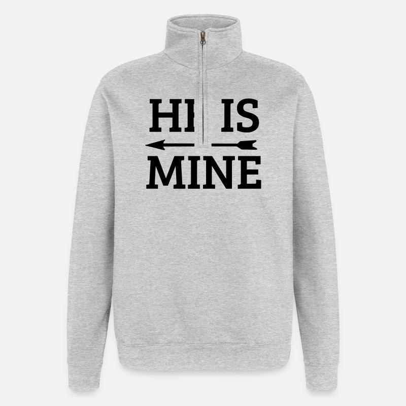 he is mine - Sweat à zip 1/4 - gris chiné