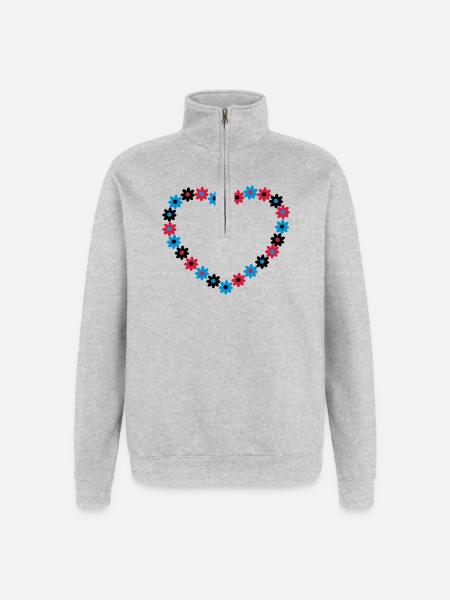 Heart of flowers - Quarter-Zip Sweatshirt - heather grey